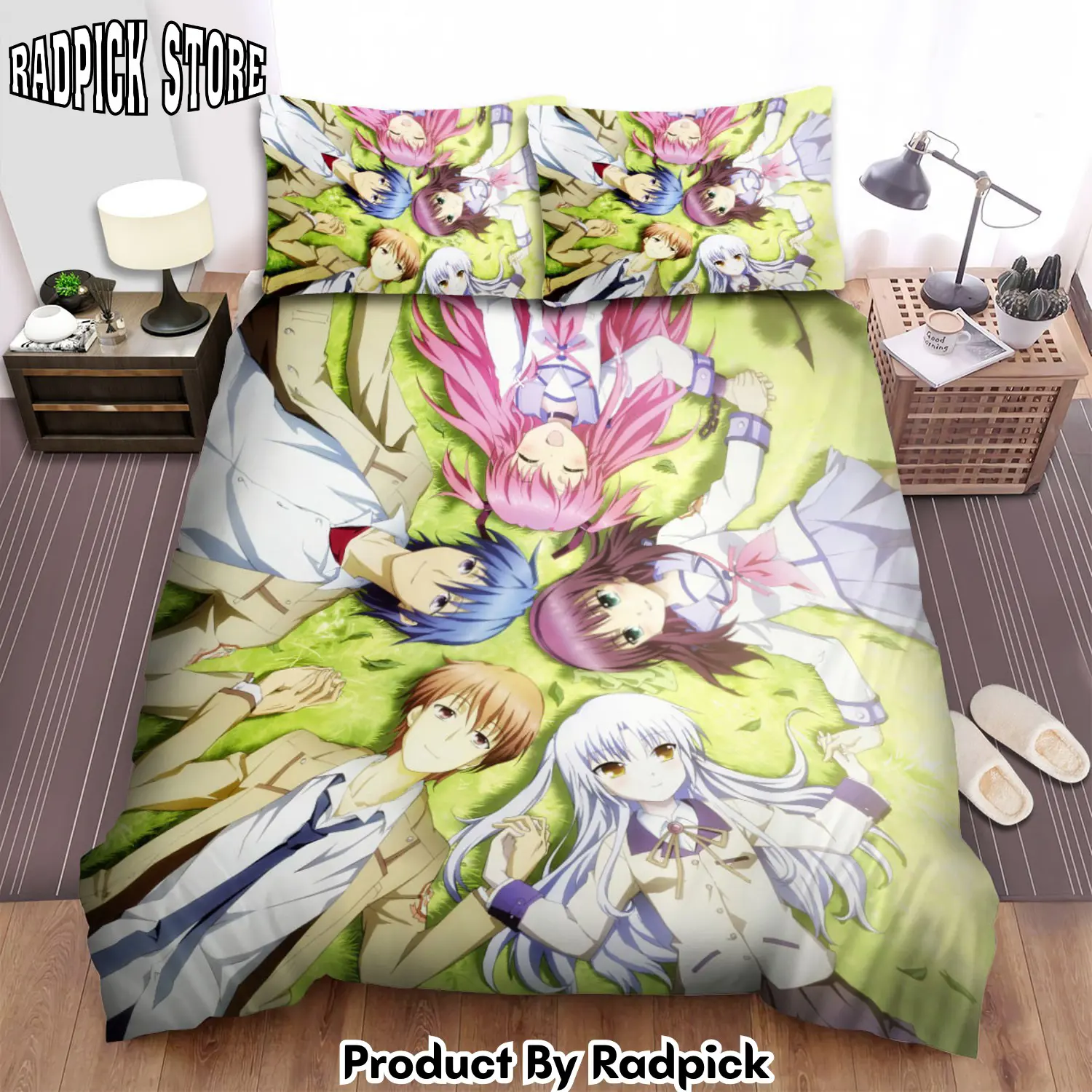 Radpick angel beats characters anime bed sheets spread comforter duvet cover bedding sets rp3278793